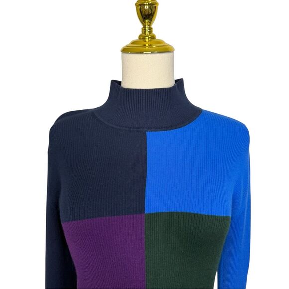 Tory Burch Sport Women’s Small Midi Dress Ribbed Colorblock Knit Multicolor - Picture 6 of 10